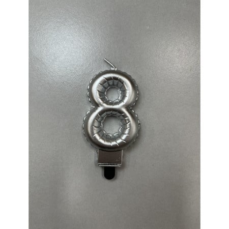 BALLOON CANDLE SVECICA,SREBRNA BROJ 8 710398