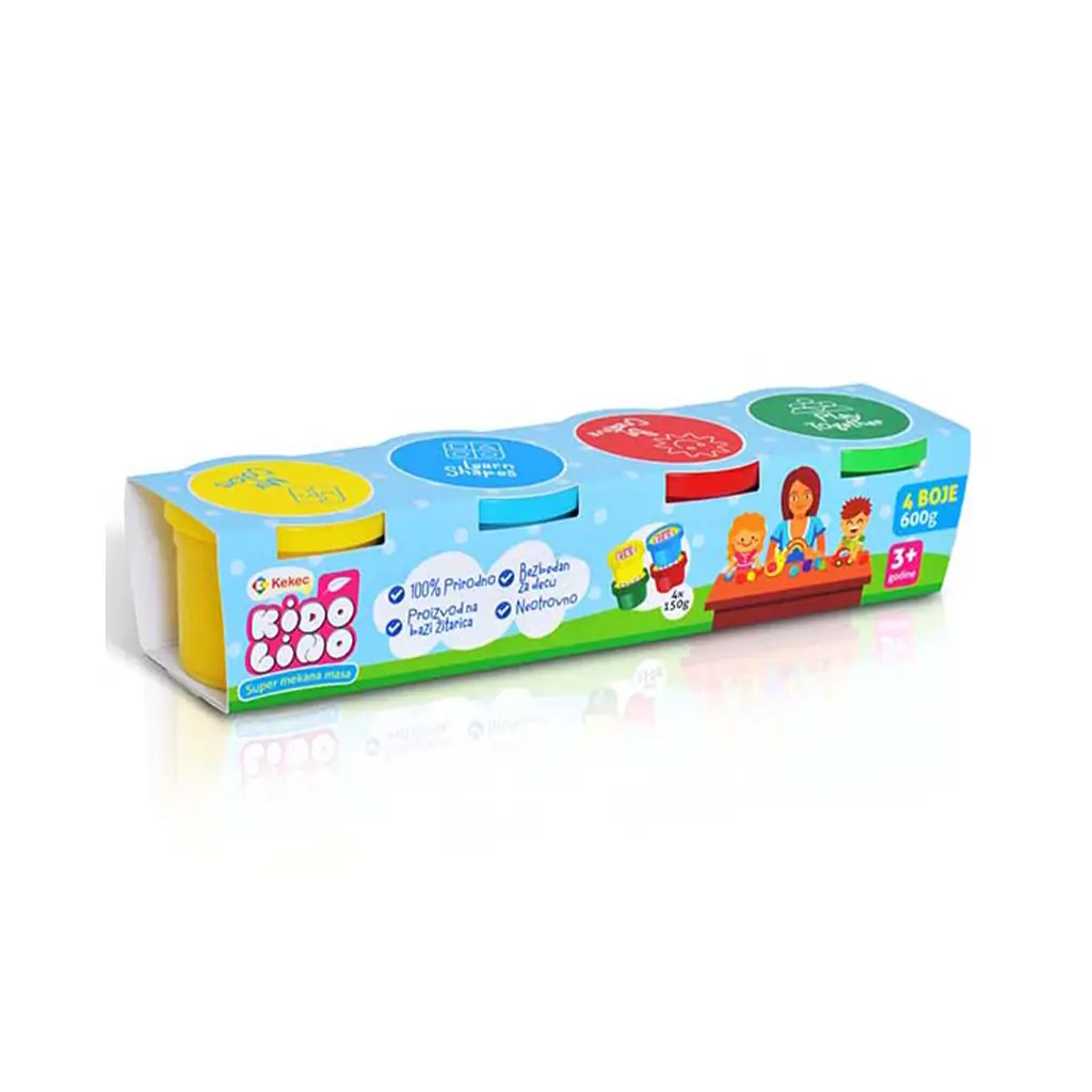 PLASTELIN KIDOLINO U CASICI SET 4/1 520g. 6pak. 407