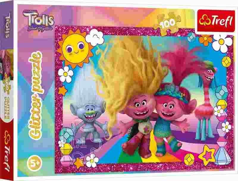 PUZZLE 100 GLITTER SHINY TROLLS UNIVERSAL TROLLS 3 14829 TREFL